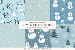 Cozy Blue Christmas Seamless Patterns Winter Digital Paper Product Image 1