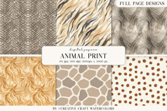 Animal Print Watercolor Digital Papers Backgrounds Product Image 1