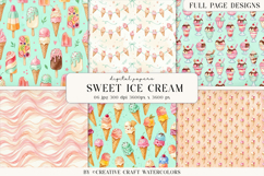 Sweet Ice Cream Digital Paper Watercolor Backgrounds Product Image 1