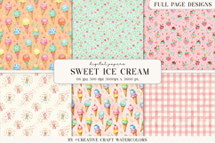 Sweet Ice Cream Digital Paper Watercolor Backgrounds Product Image 1