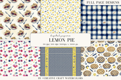 Lemon Pie Watercolor Digital Paper Bakery Backgrounds Product Image 1