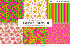 Tropical Summer Digital Paper, Neon Vibrant Backgrounds Product Image 1