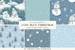 Cozy Blue Christmas Seamless Patterns Winter Digital Paper Product Image 1