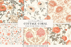 Cottage Coral Floral Seamless Pattern Digital Paper Product Image 1