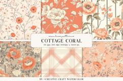 Cottage Coral Floral Seamless Pattern Digital Paper Product Image 1