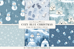 Cozy Blue Christmas Seamless Patterns Winter Digital Paper Product Image 1