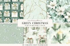 Sage Green Christmas Seamless Patterns Vintage Digital Paper Product Image 1