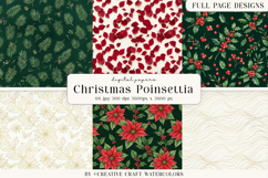 Christmas Watercolor Digital Paper, Poinsettia Backgrounds Product Image 1