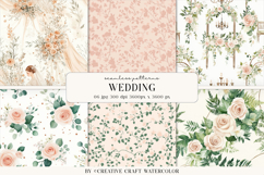 Wedding Floral Seamless Patterns, Watercolor Digital Paper Product Image 1