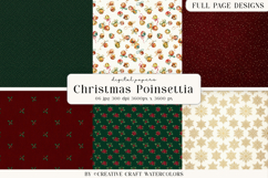 Christmas Watercolor Digital Paper, Poinsettia Backgrounds Product Image 1
