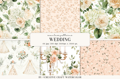 Wedding Floral Seamless Patterns, Watercolor Digital Paper Product Image 1