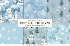 Cozy Blue Christmas Seamless Patterns Winter Digital Paper Product Image 1
