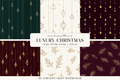 Luxury Christmas Seamless Patterns Watercolor Digital Paper Product Image 1