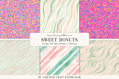 Sweet Donuts Seamless Patterns, Watercolor Digital Paper Product Image 1