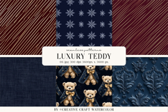 Luxury Teddy Christmas Seamless Patterns Digital Paper Product Image 1