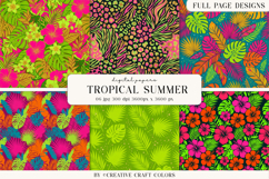 Tropical Summer Digital Paper, Neon Vibrant Backgrounds Product Image 1