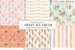 Sweet Ice Cream Digital Paper Watercolor Backgrounds Product Image 1