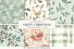 Sage Green Christmas Seamless Patterns Vintage Digital Paper Product Image 1