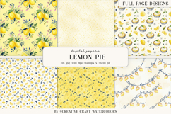 Lemon Pie Watercolor Digital Paper Bakery Backgrounds Product Image 1