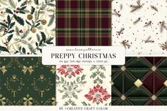 Preppy Christmas Seamless Patterns, Vintage Digital Paper Product Image 1
