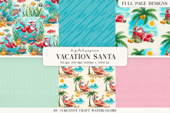 Vacation Santa Watercolor Digital Papers Tropical Background Product Image 1