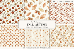 Fall Autumn Watercolor Digital Papers Backgrounds Product Image 1