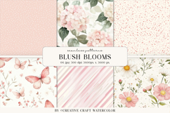 Blush Blooms Seamless Patterns, watercolor digital papers Product Image 1