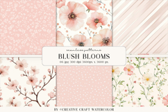 Blush Blooms Seamless Patterns, watercolor digital papers Product Image 1