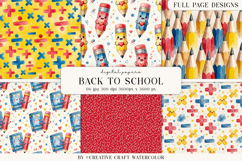 Back to School Digital Papers, watercolor scrapbook designs Product Image 1