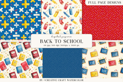 Back to School Digital Papers, watercolor scrapbook designs Product Image 1