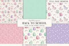 Unicorn Back to School Watercolor Digital Papers Product Image 1