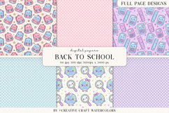 Back to School Digital Papers, watercolor scrapbook designs Product Image 1