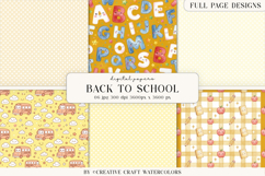 Back to School Digital Papers, watercolor scrapbook designs Product Image 1