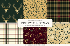 Preppy Christmas Seamless Patterns, Vintage Digital Paper Product Image 1
