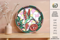 Stained glass nature wall decor Laser Cut. Bird SVG Product Image 1