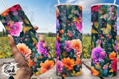 Vivid Color Flower Painting Seamless Tumbler PNG Sublimation Product Image 1