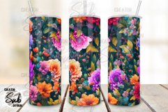 Vivid Color Flower Painting Seamless Tumbler PNG Sublimation Product Image 2