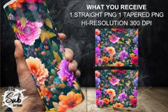 Vivid Color Flower Painting Seamless Tumbler PNG Sublimation Product Image 3