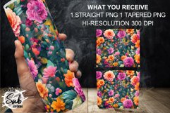 Vivid Color Flower Seamless Tumbler PNG Sublimation Product Image 3