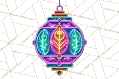 Neon Christmas Ornaments Clipart, Vivid Holiday Decor Png Product Image 5