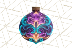 Neon Christmas Ornaments Clipart, Vivid Holiday Decor Png Product Image 5