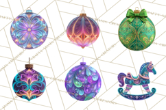 Neon Christmas Ornaments Clipart, Vivid Holiday Decor Png Product Image 2