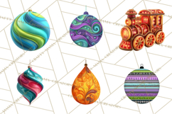 Neon Christmas Ornaments Clipart, Vivid Holiday Decor Png Product Image 3