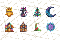 Neon Christmas Ornaments Clipart, Vivid Holiday Decor Png Product Image 5