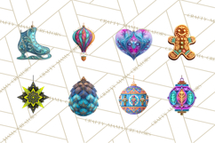 Neon Christmas Ornaments Clipart, Vivid Holiday Decor Png Product Image 6