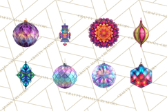 Neon Christmas Ornaments Clipart, Vivid Holiday Decor Png Product Image 7