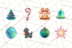 Neon Christmas Ornaments Clipart, Vivid Holiday Decor Png Product Image 8