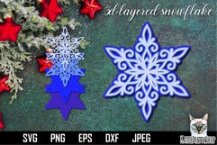 Premium paper cutting file SVG, Christmas layered snowflake. Product Image 1