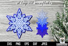 Simple Snowflake paper cut bundle. 3d layered cut files. Product Image 5