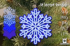 3D Snowflake Christmas ornament, premium layered cut file. Product Image 1